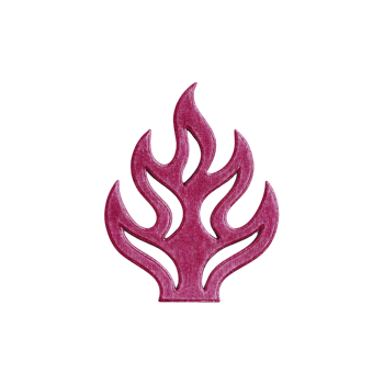 This features stylized, red flame symbol with textured appearance, set against transparency background. design is simple yet striking, evoking sense of warmth and energy.flame symbol with textured png