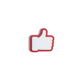 White thumbs up icon with red outline symbolizes approval or agreement, often used in digital communication to express positive feedback or support png