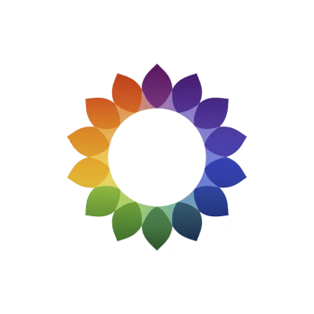 Vibrant circular design features gradient of colors forming petal like shapes, creating harmonious and eye catching pattern. colors transition smoothly, evoking sense of unity and balance png