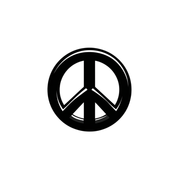 Black peace symbol is centered transparency background, representing harmony and non violence. simple design is iconic and universally recognized, often associated with peace movements png