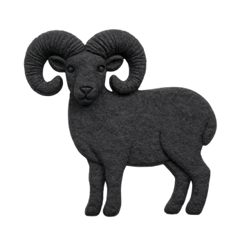 Silhouette of bighorn sheep with large, curved horns stands against plain background, showcasing its distinctive features. image highlights animal majestic and powerful presence png