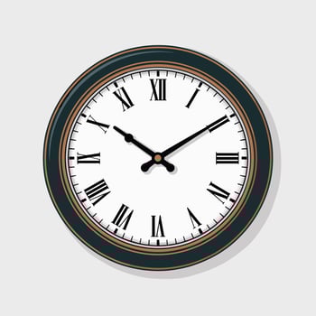Flat Illustration of a Wall Clock with Framed Artwork vector