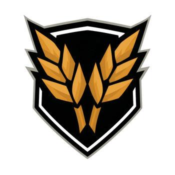 Stylized emblem features shield with orange wing like shapes, conveying sense of strength and protection. design is bold and modern, suitable for logo or insignia png