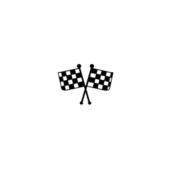 Checkered flags crossed in racing symbol, representing victory and speed. black and white pattern is iconic in motorsports, often used to signal end of race png
