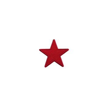 Vibrant red star patch with textured surface, perfect for adding bold accent to clothing or accessories. star simple design makes it versatile for various styles png