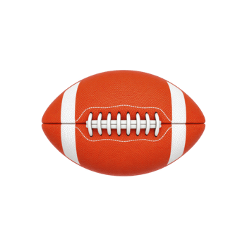 Classic American football with white laces and stripes on plain background, showcasing its textured surface and iconic shape png