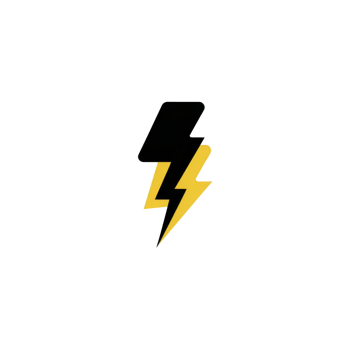 Stylized black and yellow lightning bolt icon is depicted, symbolizing energy and power. design is simple and modern, with bold contrast between colors, conveying sense of speed and electricity png