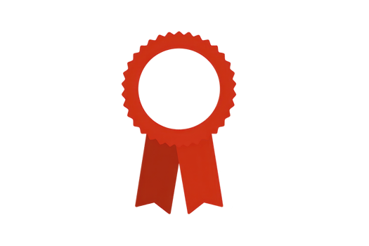 Red award ribbon with circular rosette and two tails symbolizes achievement and recognition. vibrant color and classic design convey sense of honor and celebration png