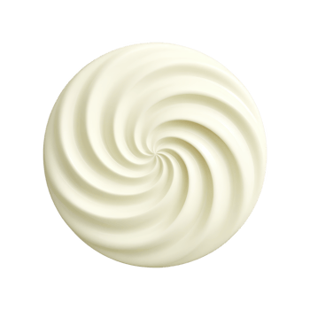 Swirl of creamy white lotion or cream is displayed against transparency background, showcasing its smooth texture and elegant spiral design png