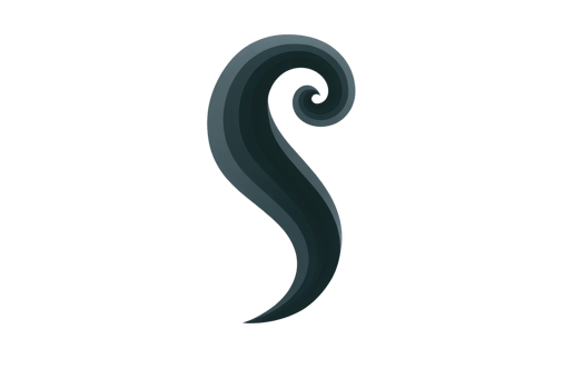 Stylized, abstract design featuring swirling, curved shape with gradient of dark blue and black, evoking sense of mystery and elegance png