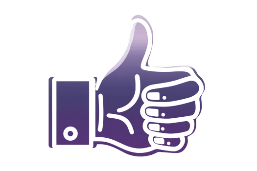 Purple gradient thumbs up icon with black outline, symbolizing approval or agreement. design is simple and modern, often used in digital communication to express positivity or endorsement png