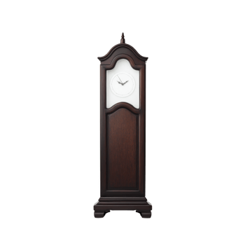 Classic wooden grandfather clock with white clock face and elegant design, showcasing traditional craftsmanship and timeless appeal. dark wood finish adds touch of sophistication png