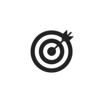 Black target icon with arrow hitting center symbolizes precision and focus. minimalist design conveys accuracy and goal achievement png