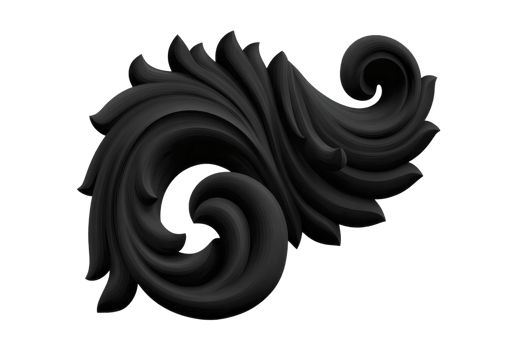 Elegant black ornamental flourish with intricate curves and swirls, perfect for decorative design elements or embellishments in graphic projects png