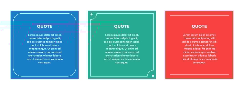 Social media post template design quotes, blank speech bubbles, text boxes vector