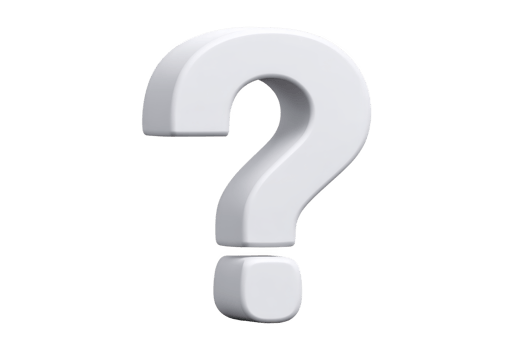Large, white 3D question mark stands against plain background, symbolizing inquiry and curiosity. smooth, glossy surface reflects light, adding depth and dimension to image png