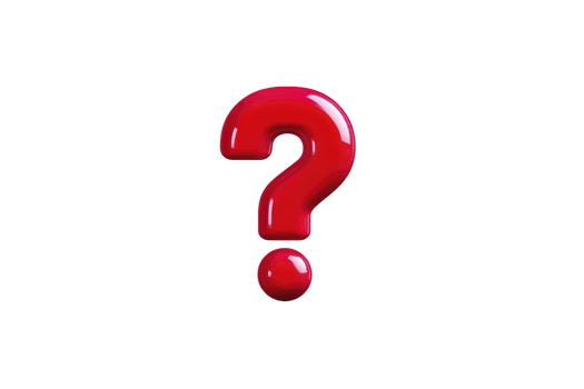 Shiny red question mark stands out against plain background, symbolizing curiosity and inquiry. bold color and glossy finish add sense of urgency and importance to symbol png