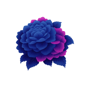 Vibrant blue and purple flower with intricate petal details creates striking visual effect. gradient colors blend seamlessly, enhancing flower beauty and elegance png