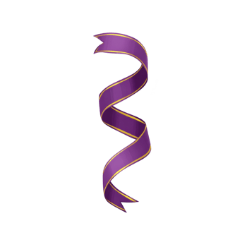 Vibrant purple ribbon with golden edge spirals gracefully, creating sense of elegance and celebration. ribbon smooth curves and rich color make it ideal for festive decorations or gift wrapping png