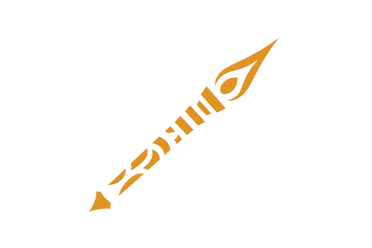 Stylized orange fountain pen nib with modern design, featuring sleek and artistic appearance. pen nib is angled diagonally, suggesting creativity and elegance png