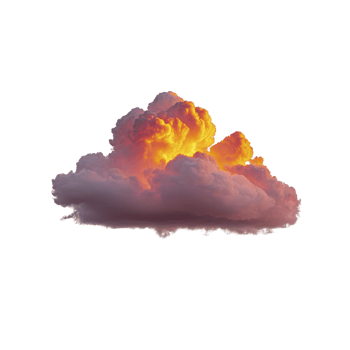 Vibrant, fluffy cloud with stunning gradient of orange and pink hues, resembling sunset sky. cloud soft texture and warm colors evoke sense of tranquility and wonder png