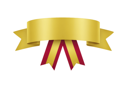 Golden ribbon banner with red and yellow tails, perfect for awards or celebrations, stands out against transparent background. elegant design adds touch of sophistication to any project png