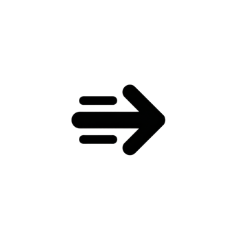 Black arrow icon pointing to right with motion lines indicating speed or movement. design is simple and minimalistic, suitable for use digital interfaces or as navigation symbol. Arrow icon png
