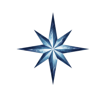 Blue eight pointed star with gradient effect, resembling compass rose, is depicted against transparent background. design features sharp, symmetrical points and glossy finish, evoking sense png