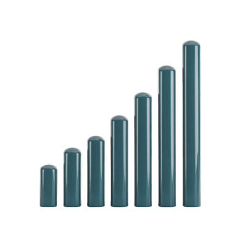 3D bar graph with six vertical bars of increasing height, representing data growth or progress. bars are glossy and metallic, creating modern and sleek appearance png
