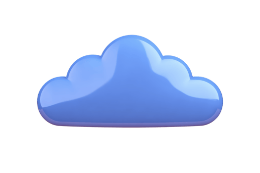 Glossy blue cloud icon with smooth, rounded design, reflecting modern and digital aesthetic. cloud shiny surface suggests sleek, contemporary style, ideal for technology themes png