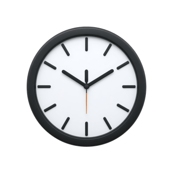 Modern wall clock with minimalist design features black frame and simple black hour and minute hands on white face, creating sleek and contemporary look png