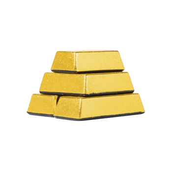 Stack of shiny gold bars is arranged in pyramid shape, symbolizing wealth and investment. bars have reflective surface, highlighting their value and allure png
