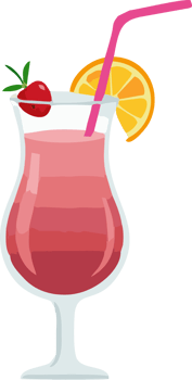 A drink with a straw and orange slice png