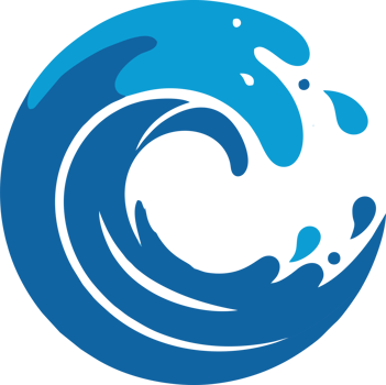 A blue wave with a splash of water in the middle png