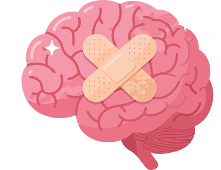 Brain with bandage on it png