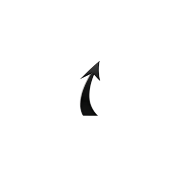 Sleek black upward arrow with curved design on transparent background, symbolizing growth and progress. minimalist style adds modern touch, making it versatile for various uses png