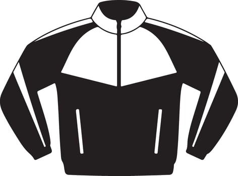 Black and white athletic jacket silhouette with white panels sportswear outerwear vector