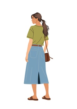 Stylish young woman in summer casual outfit vector