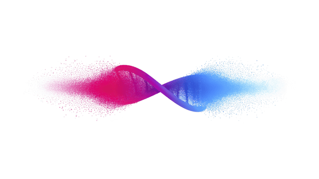 Vibrant abstract design features dynamic blend of pink and blue colors, creating swirling infinity shape with sense of motion and energy. gradient effect adds depth and intrigue png
