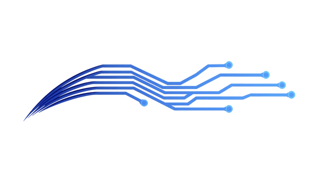 Abstract blue circuit lines forming wave pattern transparency background, symbolizing technology and connectivity. design is sleek and modern, evoking sense of innovation and digital communication png