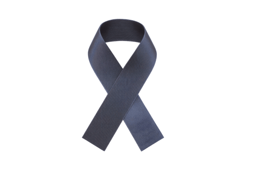 Dark blue awareness ribbon is displayed against transparency background, symbolizing support and solidarity for various causes. ribbon is neatly looped, creating simple yet powerful visual png