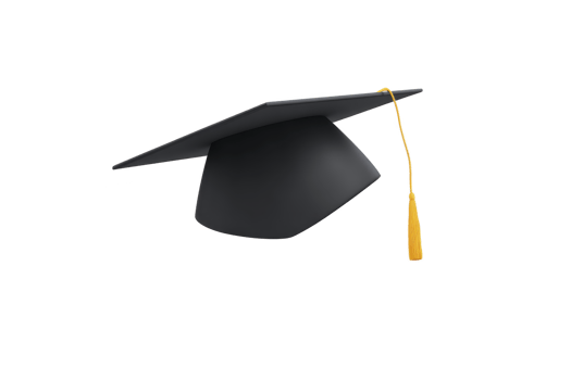 Black graduation cap with yellow tassel symbolizes academic achievement and celebration. It is often worn during graduation ceremonies to mark completion of degree png