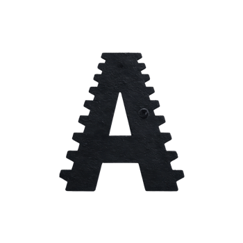 Black letter with gear like edge design stands out against transparency background, creating bold and industrial aesthetic png