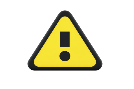 Yellow triangular warning sign with bold black exclamation mark in center, symbolizing caution or alert. png
