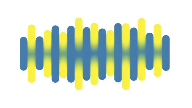 Abstract design featuring overlapping blue and yellow vertical bars creating wave pattern on transparent background. vibrant colors and dynamic shapes evoke sense of movement and energy png