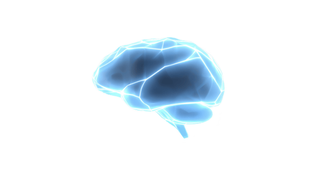 Glowing blue digital brain illustration transparency background, symbolizing technology and innovation. image conveys futuristic and scientific theme, highlighting neural networks and artificial png