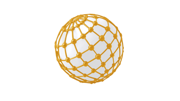 White ball encased in yellow netting structure, creating geometric pattern. netting provides textured contrast to smooth surface of ball, evoking playful and dynamic feel png