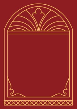 Gift envelope decorated with gold color on red background, gold vintage frame vector