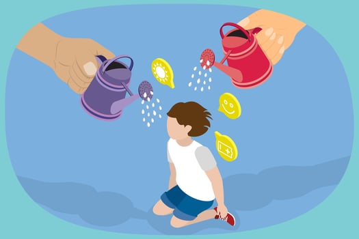 3D Isometric Flat Illustration of Mental Health, Healthcare for Kids, Importance of Caring for Children Health vector