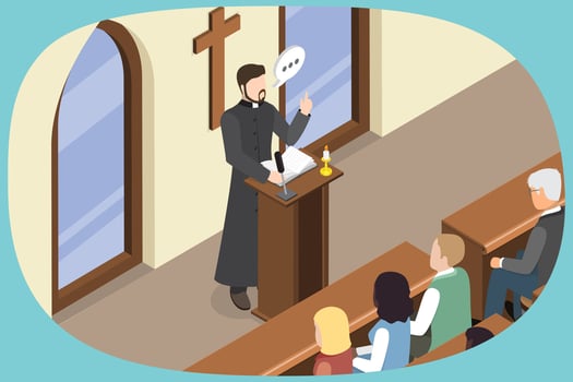 Clergy member speaking in a church vector